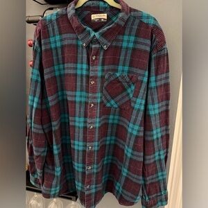Magellan Outdoors Teal and Maroon Plaid Shirt